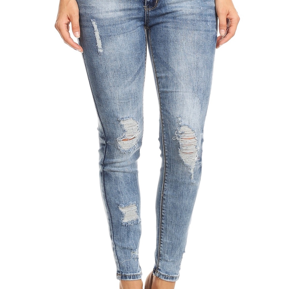 Faded Skinny Ripped Jeans